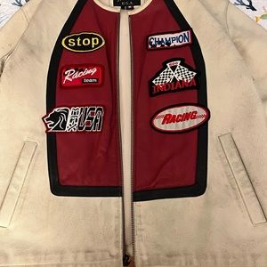 White leather motorcycle jacket